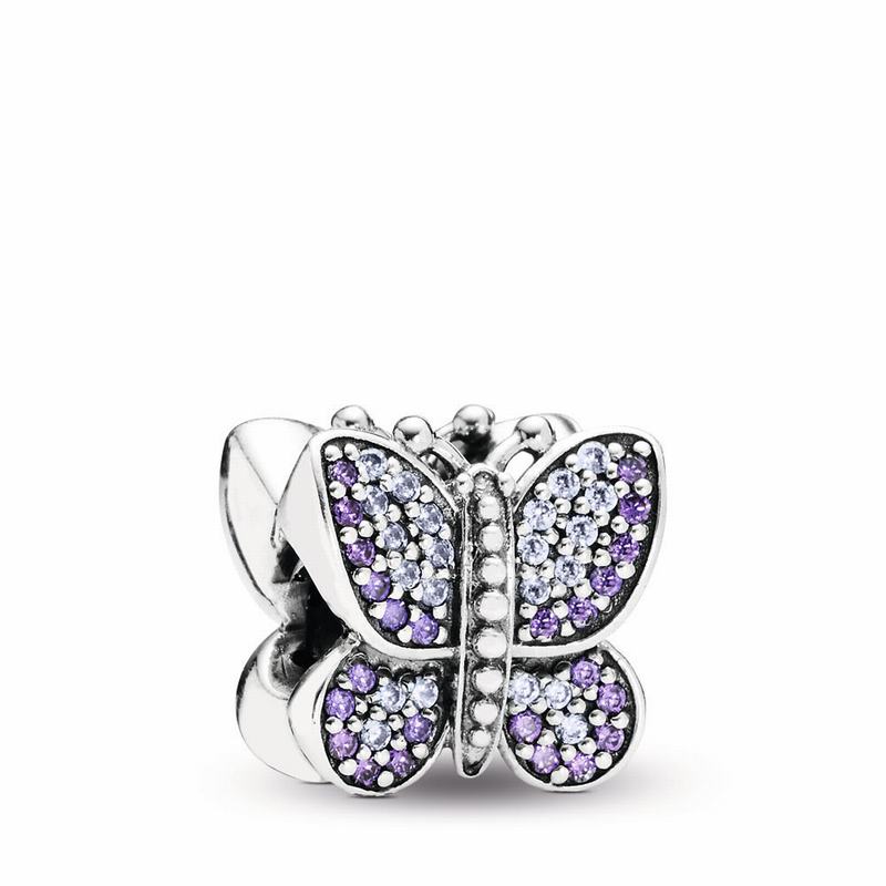 Talismane Pandora Sparkling Butterfly Argint/Violet (0GDfj1pW)